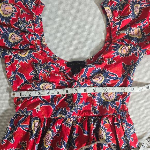 House of Harlow 1960 Red Floral Cottage Core Prairie Midi Dress Sz XS - Picture 10 of 13